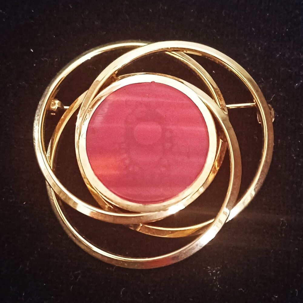 Vintage Gold Tone Red Enamel - Picture 3 of 4